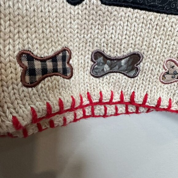 Orvis Puppy And Bones Cotton Knit Vest Size Medium Dog Bones Embroidered - Picture 4 of 10